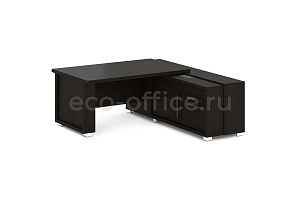 Стол руководителя с греденцией GRACE L-11 R Дуб Линдберг тёмный фото