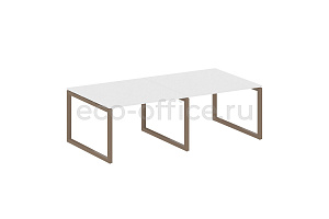 Стол переговорный (2 столешницы) METAL SYSTEM QUATTRO 5x5 50БО.ПРГ-2.2 Белый / Мокко металл фото