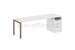 Рабочая станция с опорной тумбой METAL SYSTEM QUATTRO 5x5 50БП.РС-СТП-1.5 Белый / Мокко металл фото
