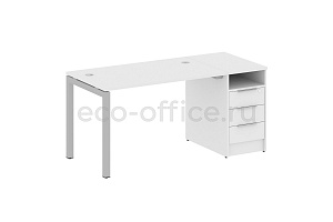 Рабочая станция с опорной тумбой METAL SYSTEM QUATTRO 5x5 50БП.РС-СТП-1.2 Белый / Серый металл фото
