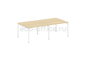 Стол переговорный (2 столешницы) METAL SYSTEM QUATTRO 5x5 50БП.ПРГ-2.2 Акация Лорка / Белый металл фото