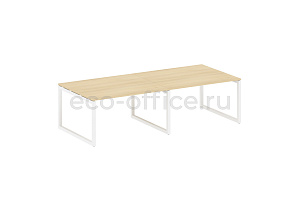 Стол переговорный (2 столешницы) METAL SYSTEM QUATTRO 5x5 50БО.ПРГ-2.3 Акация Лорка / Белый металл фото