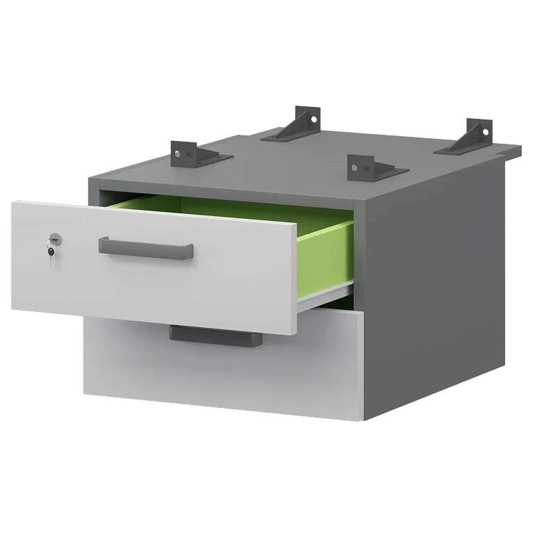 тумба подвесная для столов на м/каркасе гл.730 мм protech смт-2пд.73 графит/белый фото