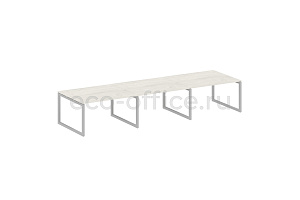 Стол переговорный (3 столешницы) METAL SYSTEM QUATTRO 5x5 50БО.ПРГ-3.3 Дуб Наварра / Серый металл фото