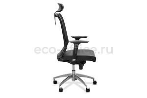 Кресло для руководителя AERO 3D h с подголовником Чёрная экокожа фото