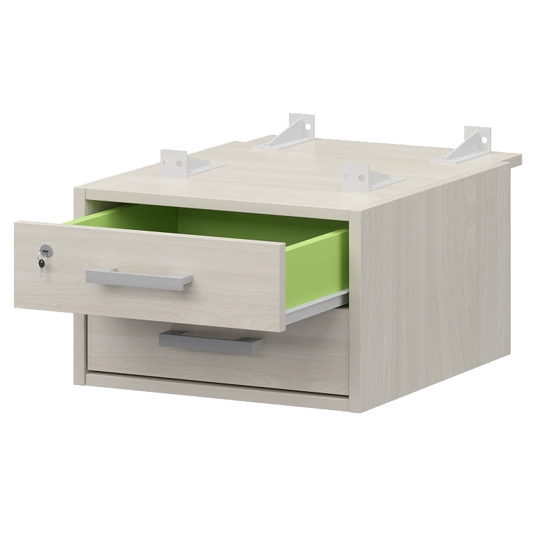 тумба подвесная для столов на м/каркасе гл.730 мм protech амт2-02м.73 ясень шимо/белый фото