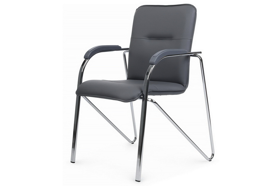 конференц-кресло rv chair самба на гальванических опорах smb-03h серая экокожа фото