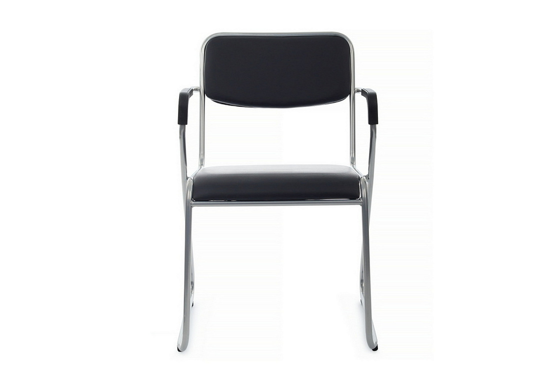 кресло rv chair nix plus omkl-03 чёрная экокожа / хром металл фото