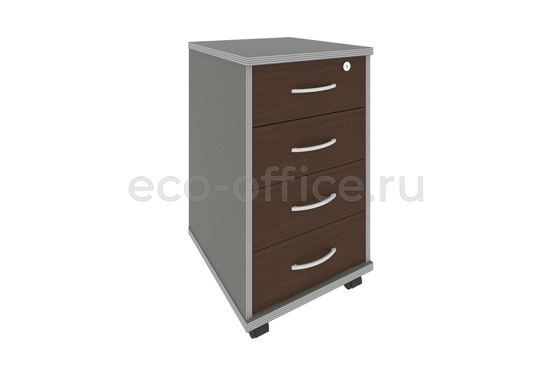 Тумба подкатная 4 ящика RIVA А.ТМ-4F Венге-металлик купить в Москве
