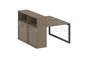 Рабочая станция с опорным шкафом-купе METAL SYSTEM QUATTRO 5x5 50БО.РС-СШК-2.1 Вяз Благородный / Антрацит металл фото