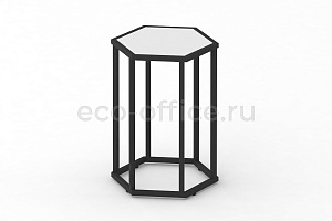 Стол журнальный HEX-600 Белый / Чёрный металл фото