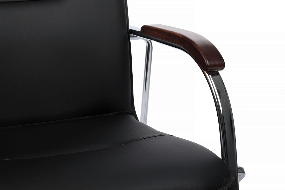 конференц-кресло rv chair самба на гальванических опорах smb-02h чёрная экокожа фото