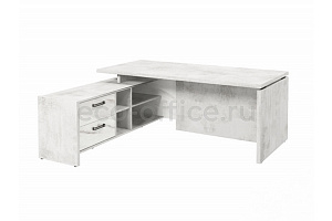 Стол с опорной тумбой левый FESTUS FB-119L.GG Хромикс Белый / Мрамор Леванто белый фото