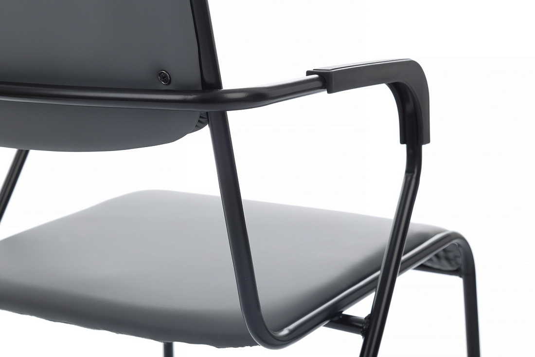 кресло rv chair nix plus omkl-03b серая экокожа / чёрный металл фото