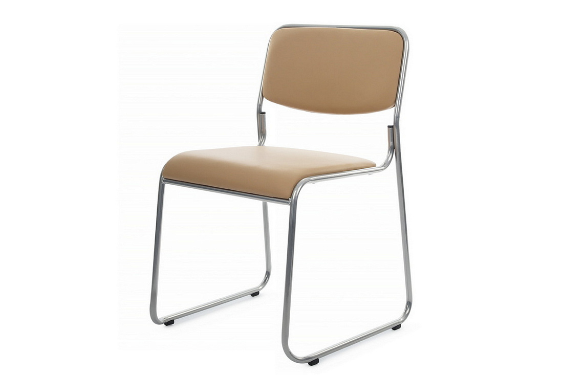 кресло rv chair nix omkl-02 бежевая экокожа / хром металл фото