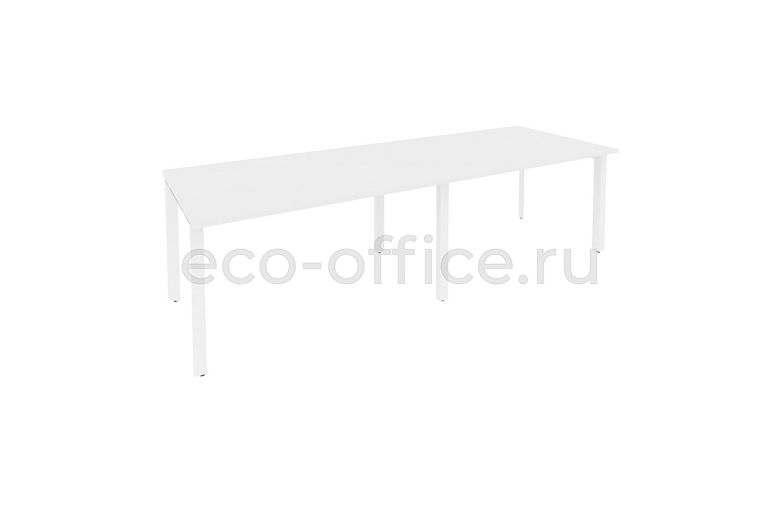 Стол переговорный (2 столешницы) ONIX O.MP-PRG-2.3 Белый Бриллиант / Белый металл  купить в Москве