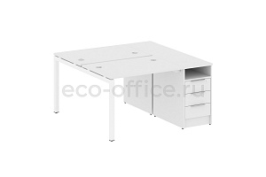 Рабочая станция с опорной тумбой METAL SYSTEM QUATTRO 5x5 50БП.РС-СТП-2.1 Белый / Белый металл фото
