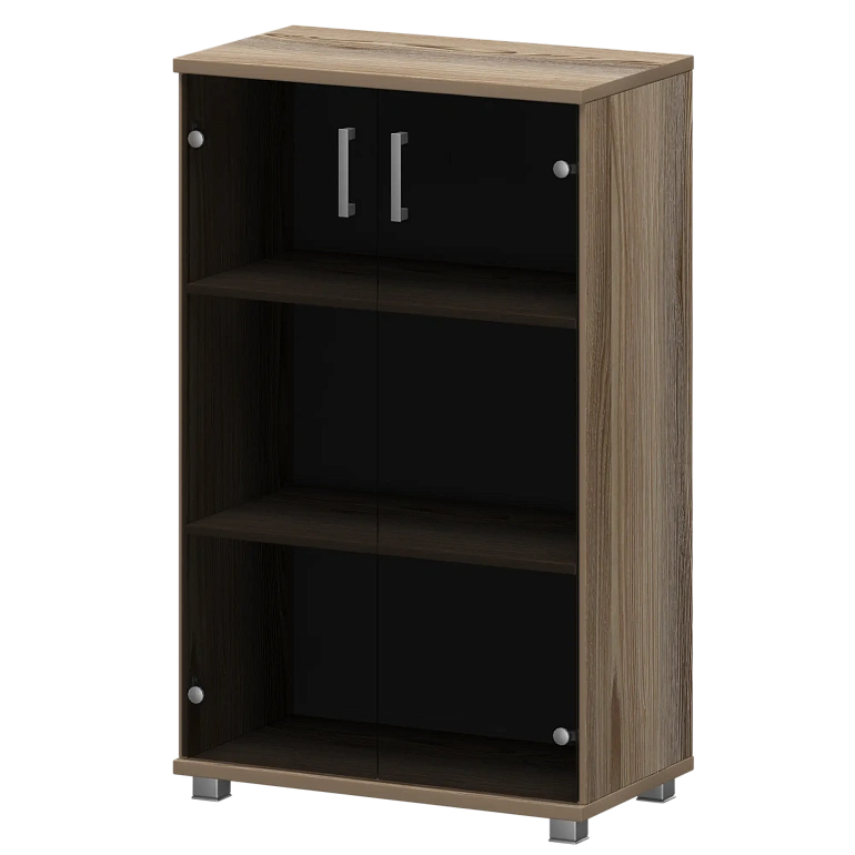 стеллаж низкий закрытый со стеклянными фасадами protech "нт-480;нт-601.2стл" дуб сафари фото