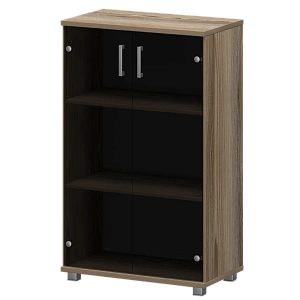 Стеллаж низкий закрытый со стеклянными фасадами Protech "НТ-480;НТ-601.2стл" Дуб сафари фото