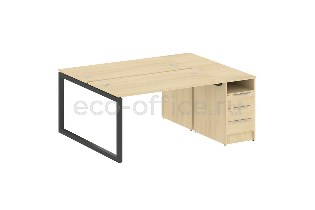 Рабочая станция с опорной тумбой METAL SYSTEM QUATTRO 5x5 50БО.РС-СТП-2.3 Акация Лорка / Антрацит металл  стоимость
