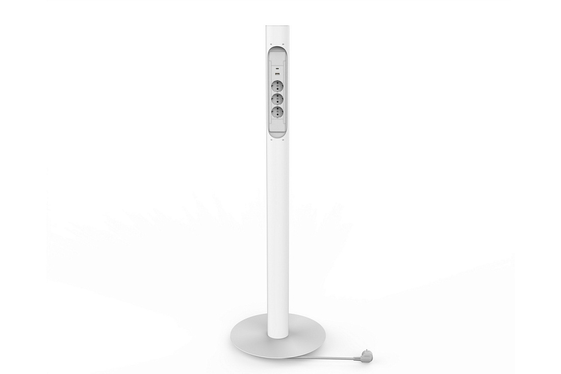 колонна с розетками teconik напольная ps15-3a1u1c-wh белый фото