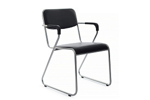 Кресло RV Chair NIX PLUS OMKL-03 Чёрная экокожа / Хром металл фото