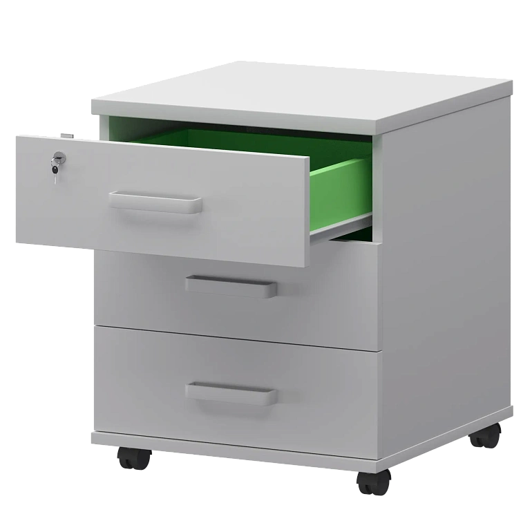 тумба подкатная с центральным замком protech смт-3пц белый фото