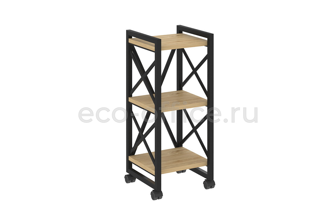 Стеллаж на колесных опорах LOFT VR.L-MST.K-3.4 Тиквуд Светлый / Чёрный металл  стоимость