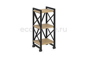 Стеллаж на колесных опорах LOFT VR.L-MST.K-3.4 Тиквуд Светлый / Чёрный металл фото