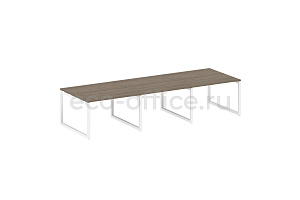 Стол переговорный (3 столешницы) METAL SYSTEM QUATTRO 5x5 50БО.ПРГ-3.2 Вяз Благородный / Белый металл фото