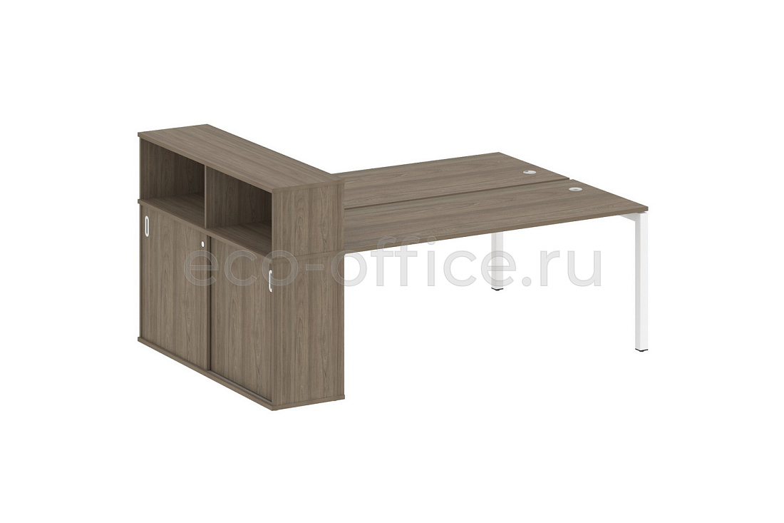 Рабочая станция с опорным шкафом-купе METAL SYSTEM QUATTRO 5x5 50БП.РС-СШК-2.5 Вяз Благородный / Белый металл купить в Москве