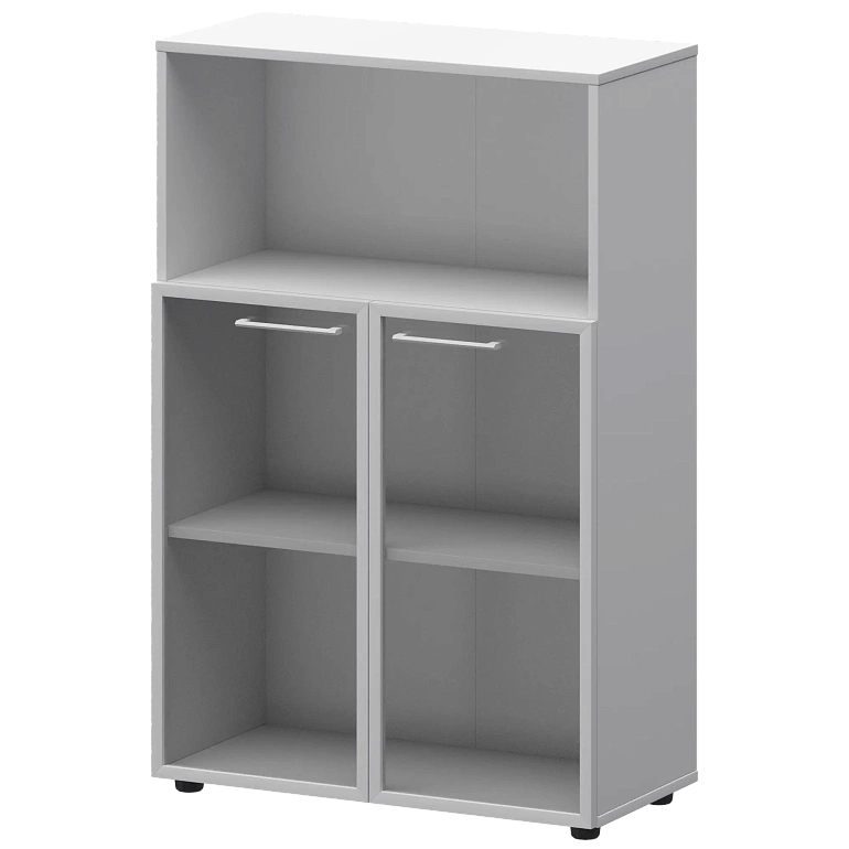 шкаф средний с нишей со стеклом в ал. рамке protech смш38.28rs(б) белый фото