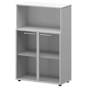 Шкаф средний с нишей со стеклом в ал. рамке Protech СМШ38.28RS(Б) Белый фото