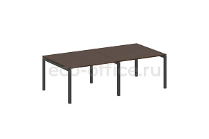 Стол переговорный (2 столешницы) METAL SYSTEM QUATTRO 5x5 50БП.ПРГ-2.2 Венге Цаво / Антрацит металл фото