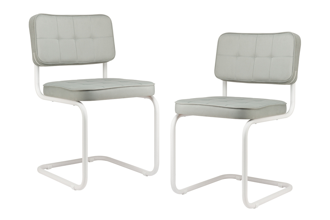 комплект конференц-кресел eco-chair colombo comfort clm-05 серый велюр / белый металл фото