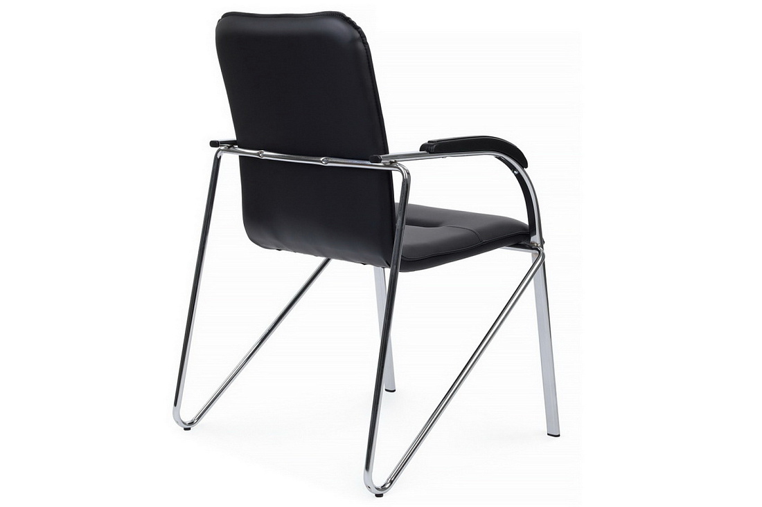 конференц-кресло rv chair самба на гальванических опорах smb-03h чёрная экокожа фото