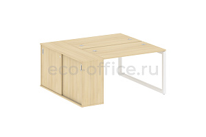 Рабочая станция с опорным шкафом-купе METAL SYSTEM QUATTRO 5x5 50БО.РС-СШК-1.2 Акация Лорка / Белый металл фото
