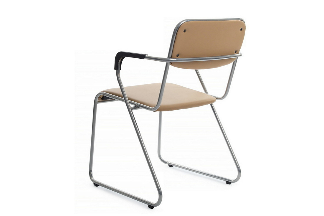 кресло rv chair nix plus omkl-04 бежевая экокожа / хром металл фото