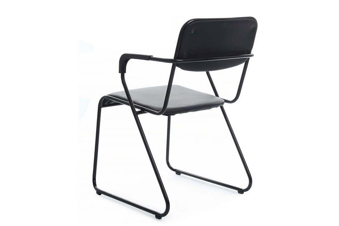 кресло rv chair nix plus omkl-03b чёрная экокожа / чёрный металл фото