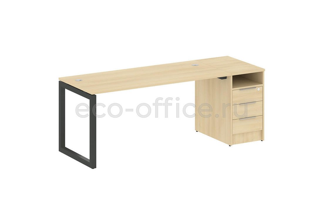 Рабочая станция с опорной тумбой METAL SYSTEM QUATTRO 5x5 50БО.РС-СТП-1.4 Акация Лорка / Антрацит металл  стоимость