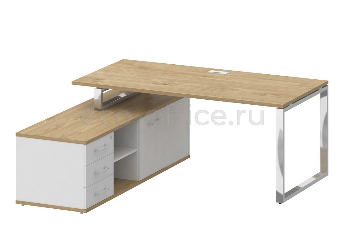 Стол руководителя c опорной греденцией SHIFT SK.SRG-180 (L) Тиквуд Светлый / Белый Бриллиант  стоимость