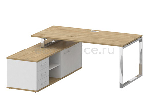 Стол руководителя c опорной греденцией SHIFT SK.SRG-180 (L) Тиквуд Светлый / Белый Бриллиант фото