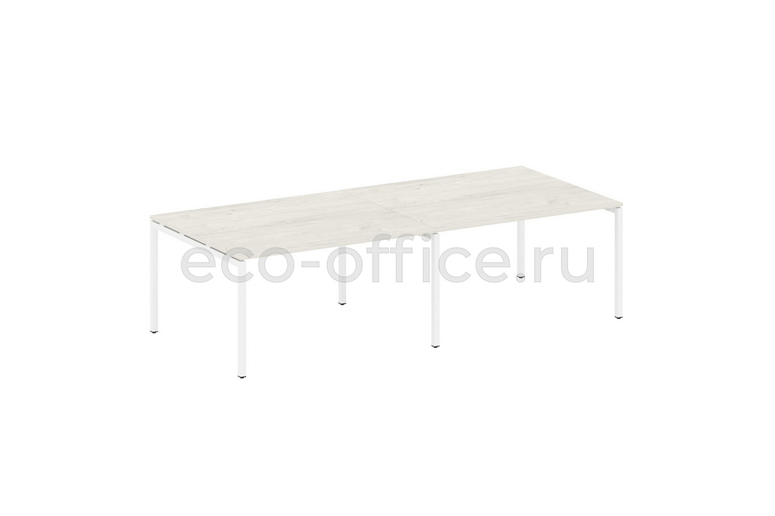 Стол переговорный (2 столешницы) METAL SYSTEM QUATTRO 4x4 40БП.ПРГ-2.3 Дуб Наварра / Белый металл  стоимость
