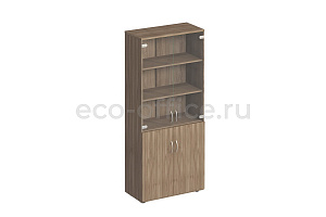 Шкаф для документов со стеклом КОМФОРТ К.379 Дуб Шамони Тёмный фото