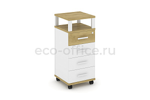 Тумба мобильная 4 ящика, с надставкой CONCEPT CN.TUM-006 B/W Дуб Винченцо / Белый Бриллиант / Белый металл фото