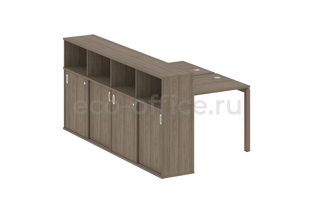 Рабочая станция с опорным шкафом-купе METAL SYSTEM QUATTRO 5x5 50БП.РС-СШК-4.1 Вяз Благородный / Мокко металл купить в Москве