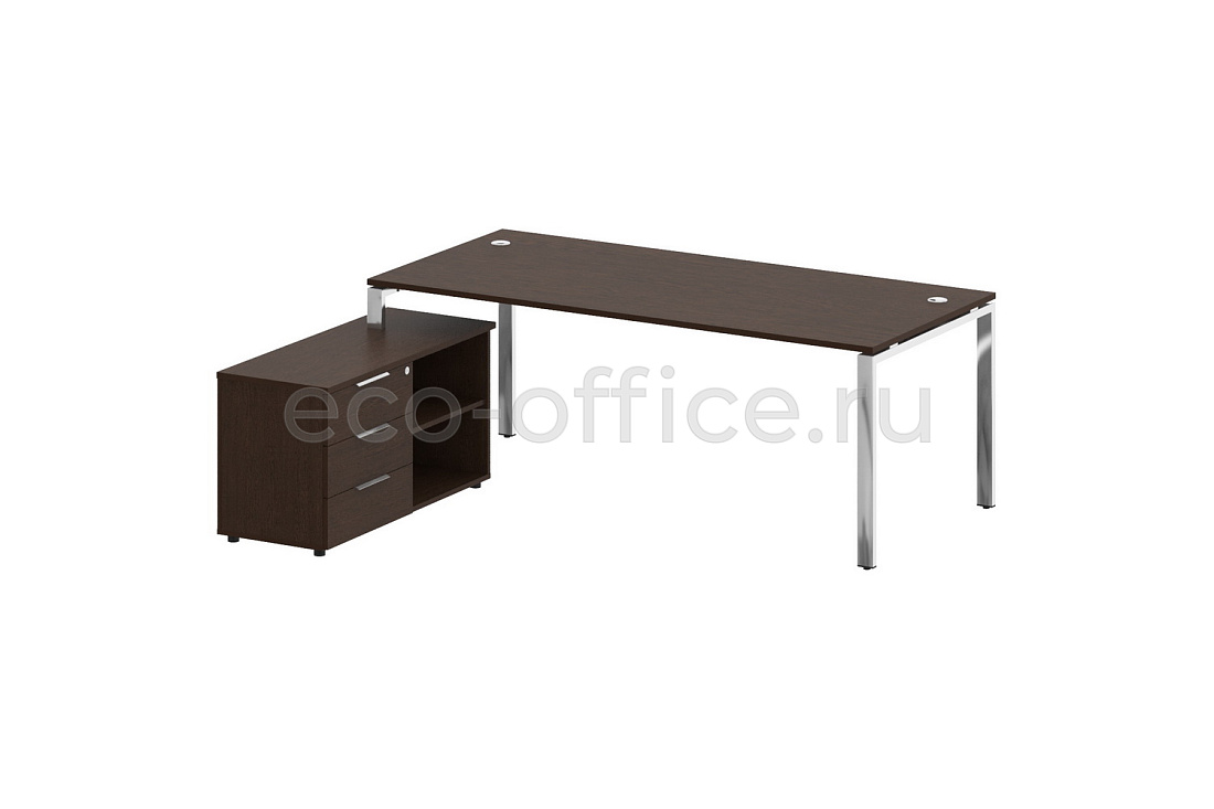 Стол руководителя с опорной тумбой METAL SYSTEM DIRECT БГ.СРТ-6.9 (L) Венге Цаво  стоимость