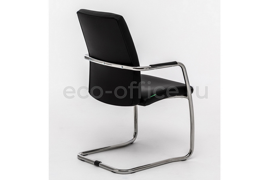 Конференц-кресло Profoffice WELL SEAT на полозьях Чёрная экокожа  стоимость