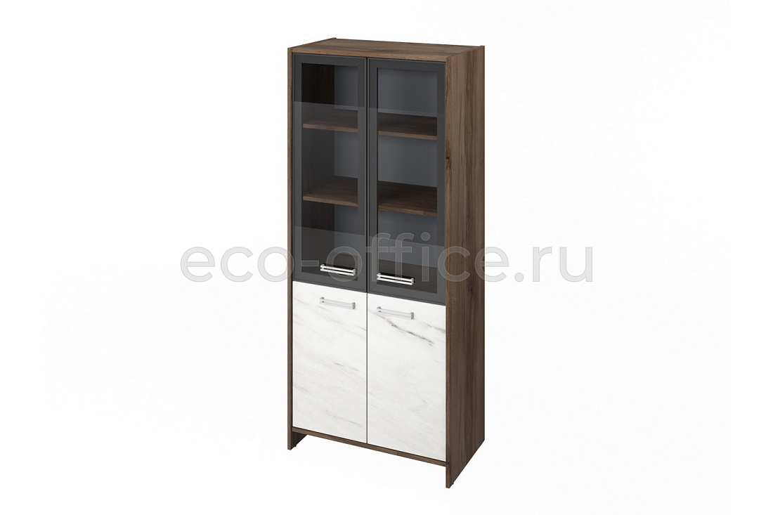 Шкаф для документов FESTUS FI-671.G Орех Пацифик Табак / Мрамор Леванто белый  стоимость