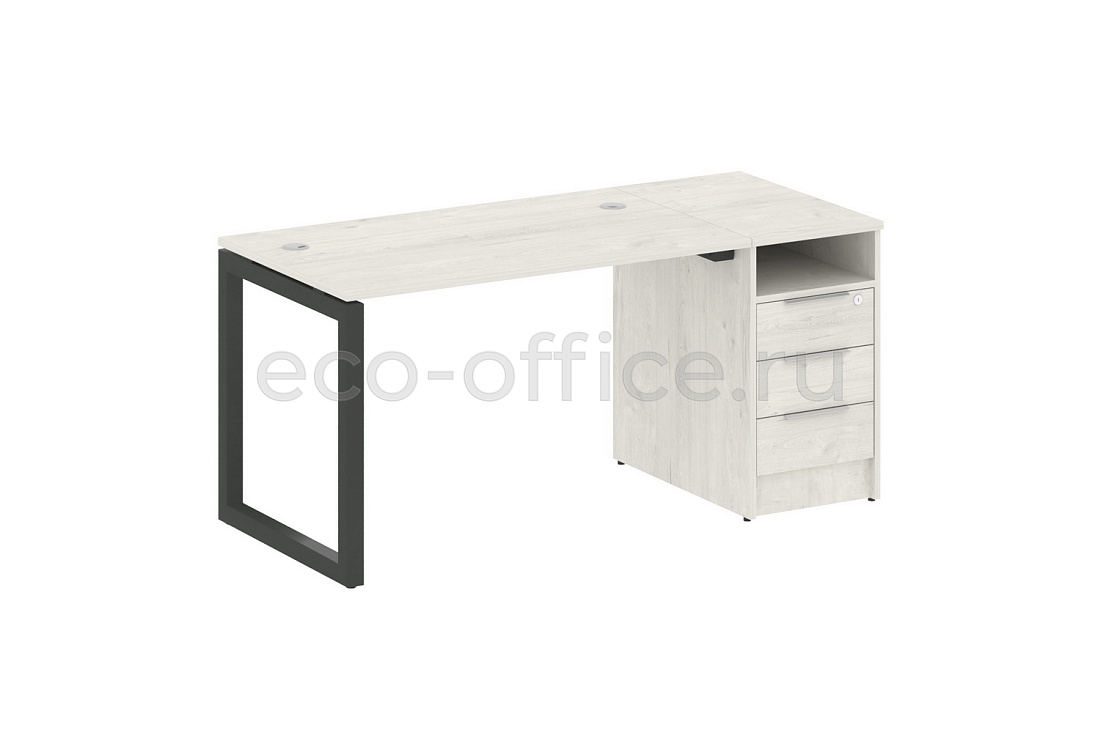 Рабочая станция с опорной тумбой METAL SYSTEM QUATTRO 5x5 50БО.РС-СТП-1.2 Дуб Наварра / Антрацит металл   стоимость